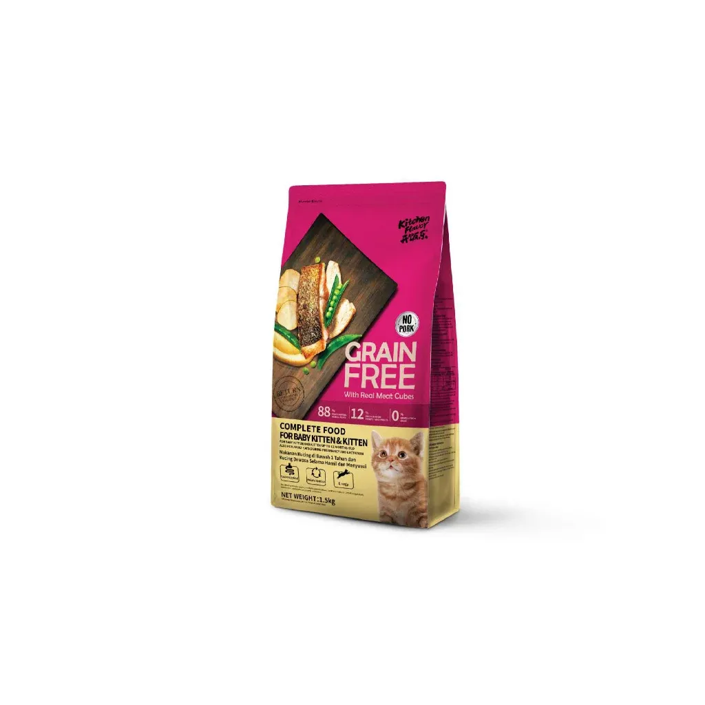 Kitchen Flavor Grain Free Cat Food With Real Meat Cubes for Baby Kitten & Kitten