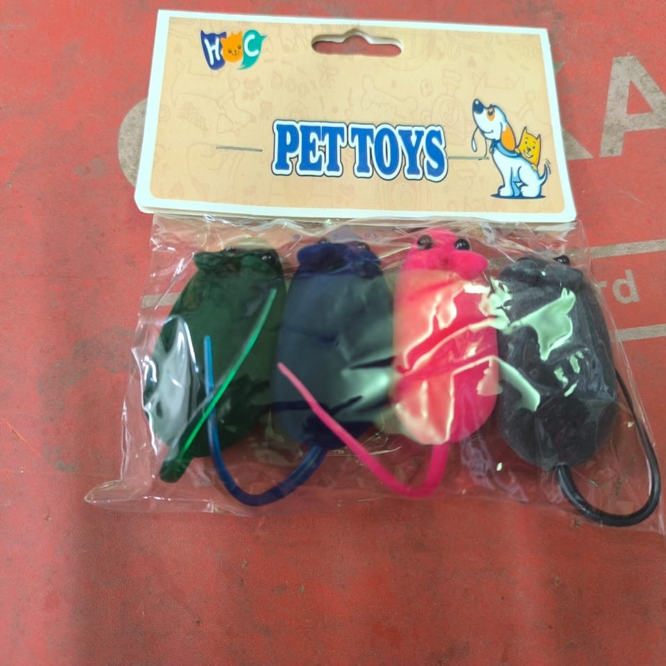 Pet Rubber Mouse Rat Squeak Sound Toy For Cats 4pcs